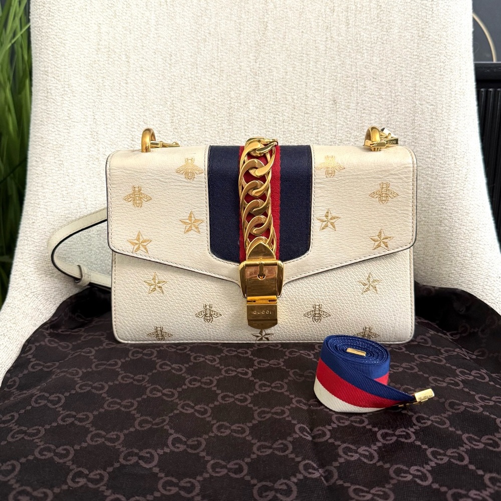 Authentic Gucci Sylvie bag white leather